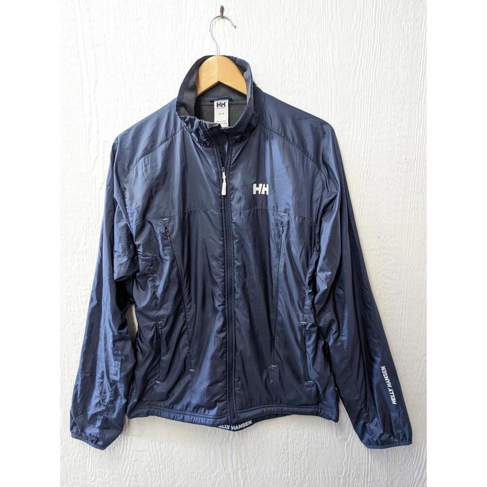 Helly Hansen Windbreaker Jacket Water Resistant Vents Blue H2 Flow Size Medium